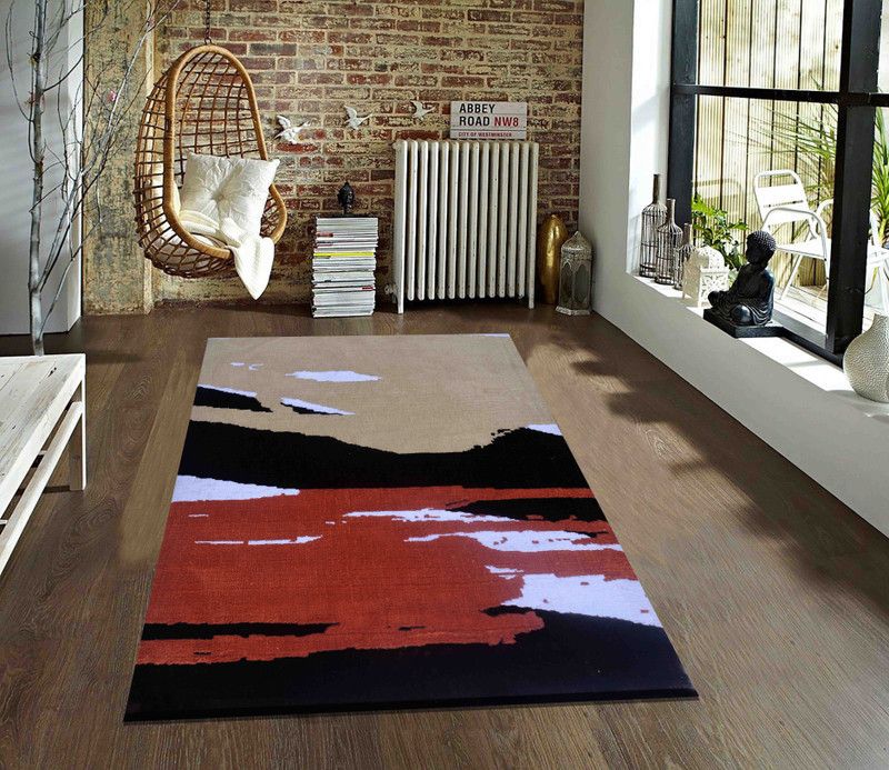 PRESTO BAZAAR Gold, Brown, Orange Polyester Carpet  (153 cm, X 214 cm, Rectangle)