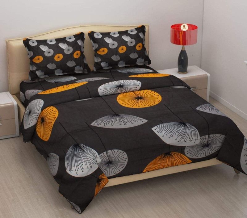 Shree Sai 220 TC Cotton Queen Printed Flat Bedsheet  (Pack of 2, Multicolor)