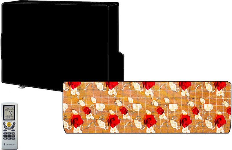 KVAR Air Conditioner Cover  (Width: 66 cm, Red, Cream)