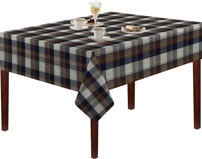 OASIS Checkered 8 Seater Table Cover  (Blue, Cotton)