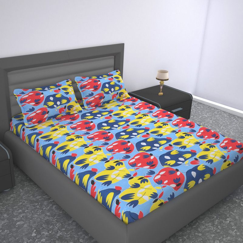 HOME PLUS STUDIO 120 TC Cotton Double Floral Flat Bedsheet  (Pack of 1, Multicolor)