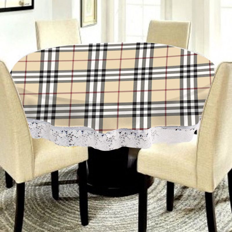 Checkered 4 Seater Table Cover  (Brown, Black, Polyester)