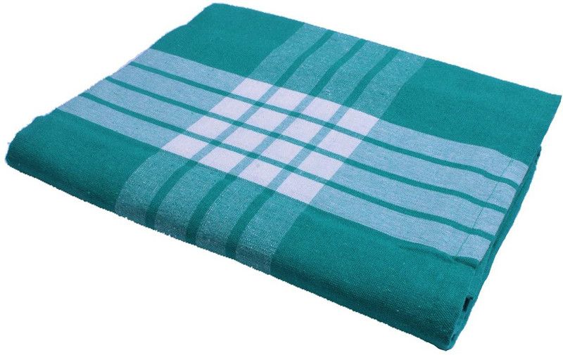Tharunsha Elite 150 TC Cotton Single Solid Flat Bedsheet  (Pack of 1, Green, White)