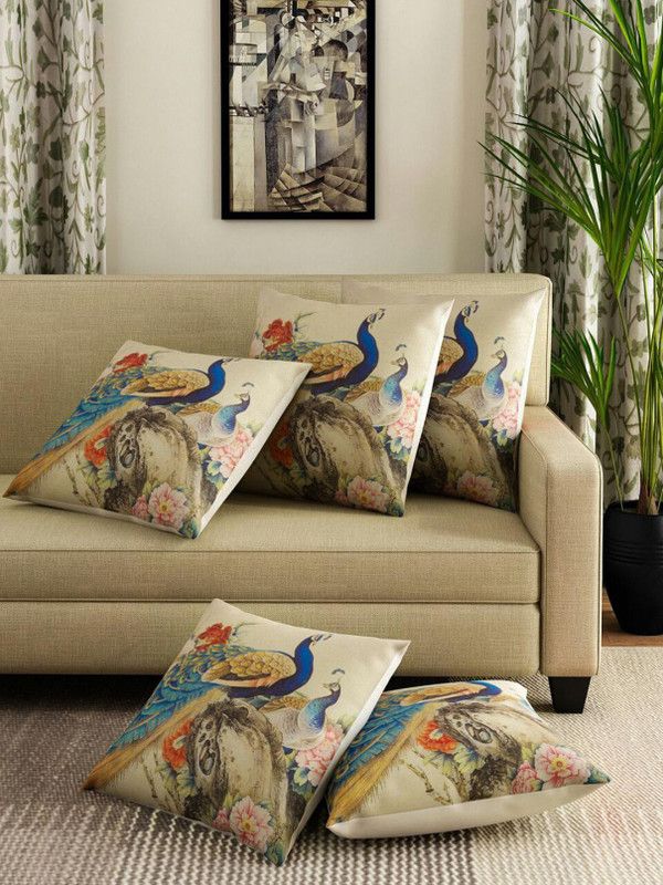 Home Solution Polyester Fibre Toons & Characters Cushion Pack of 5  (Multicolor)