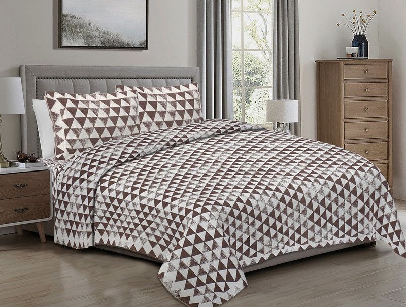 Texstylers 250 TC Cotton King Abstract Flat Bedsheet  (Pack of 1, Brown)