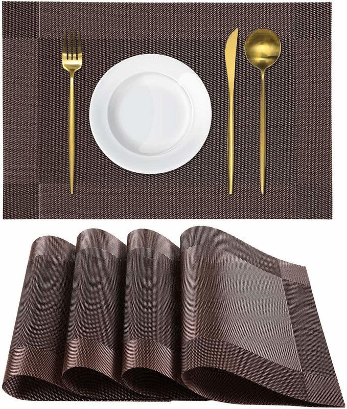 Flipkart SmartBuy Rectangular Pack of 4 Table Placemat  (Brown, PVC)