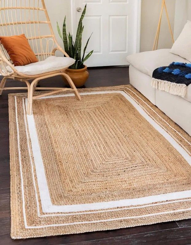 RAMAN TEXTILE Multicolor Jute Carpet  (122 cm, X 182 cm, Rectangle)