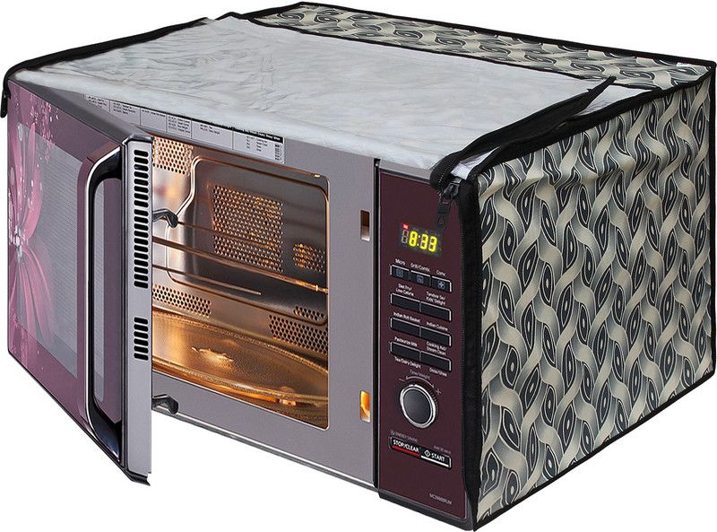Glassiano Microwave Oven Cover  (Width: 54.61 cm, Blue::Grey)