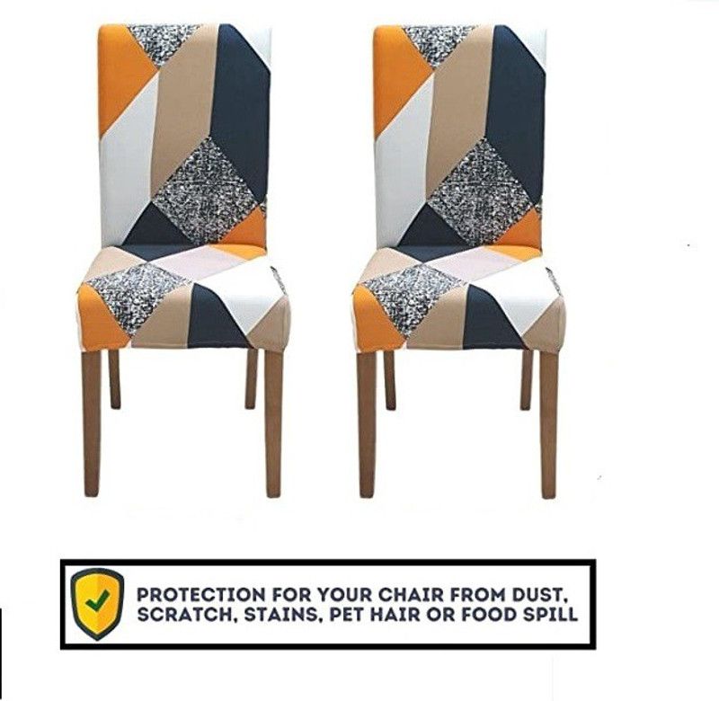 Luxury Crafts Polyester Checkered Chair Cover  (Multi Pack of 2)