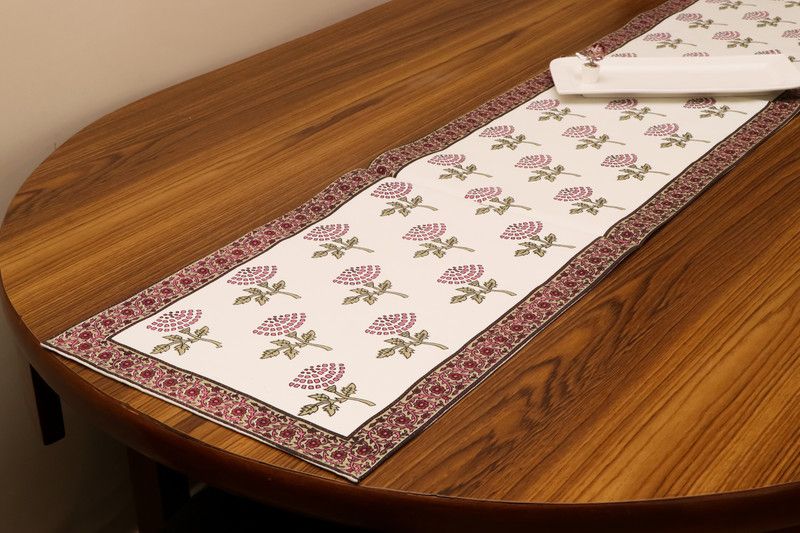 ESTHETIQUE Pink 183 cm Table Runner  (Canvas)