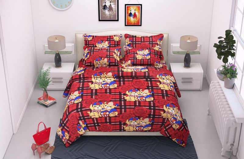 MR Gangoli 152 TC Cotton Queen Floral Flat Bedsheet  (Pack of 1, Multicolor)