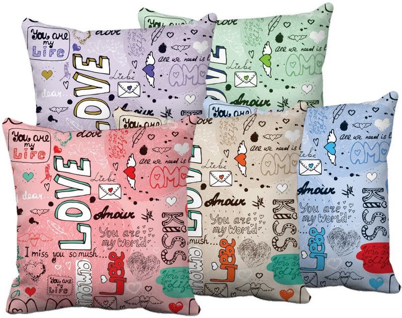 hoover 3D Printed Cushions Cover  (Pack of 5, 40 cm*40 cm, Multicolor)