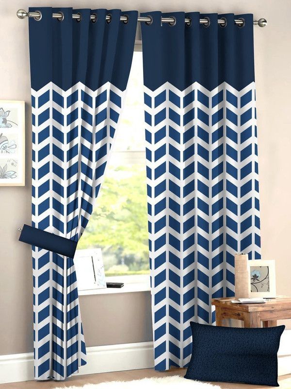 154 cm (5ft) Window Curtain  (Navy Blue, Pack of 2)