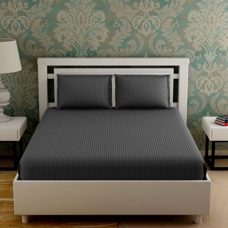 Flipkart SmartBuy 179 TC Microfiber Double Solid Flat Bedsheet  (Pack of 1, Grey1)
