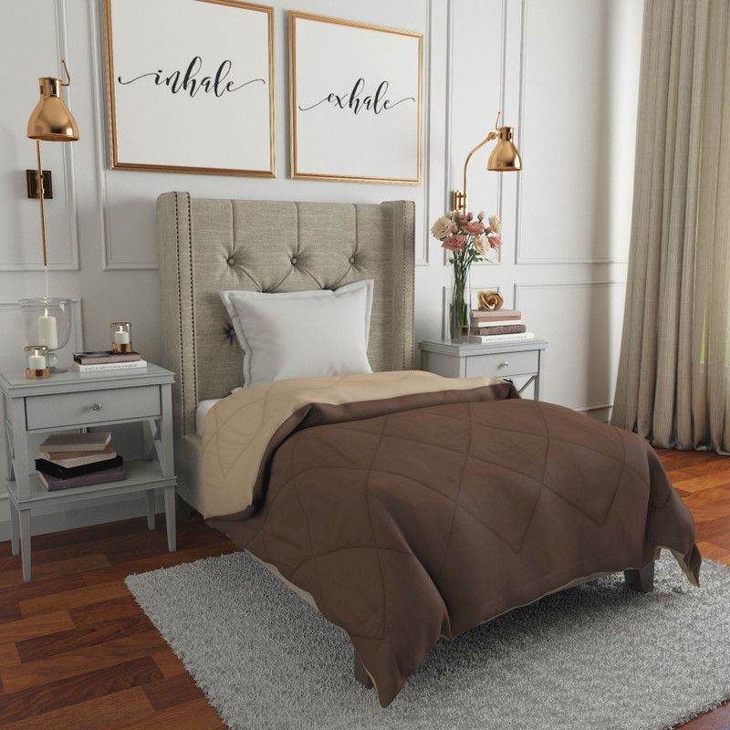 Flipkart Perfect Homes Solid Single Comforter for AC Room  (Polyester, Brown, Beige)