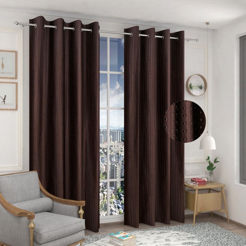 152 cm (5ft) Window Curtain  (Brown, Pack of 2)