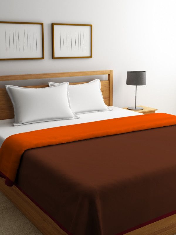 ROMEE Solid Double Dohar for Mild Winter  (Cotton, Brown, Orange)