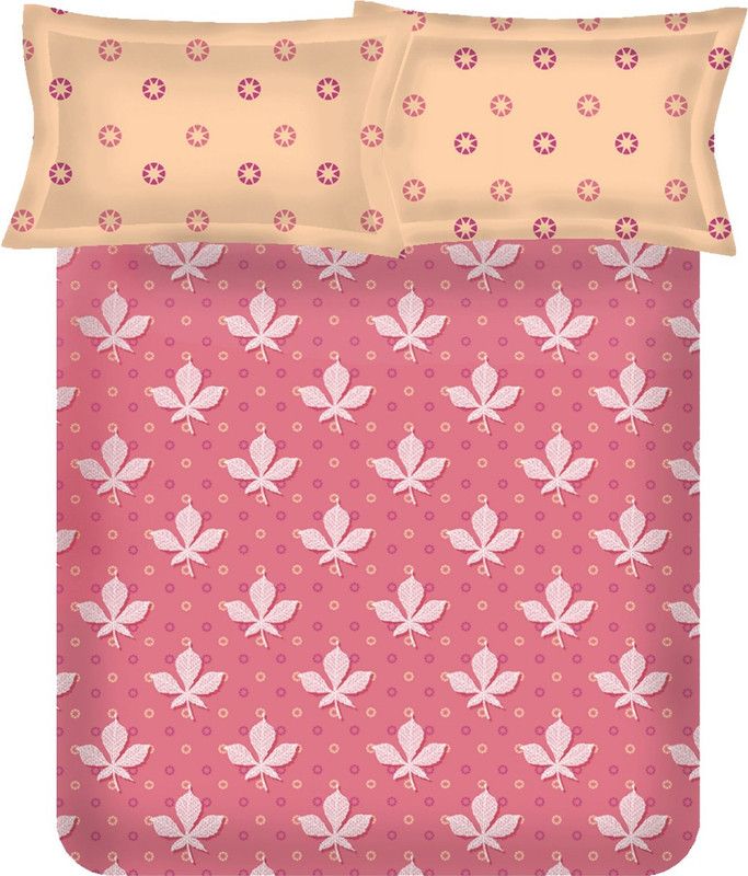 Aceline 160 TC Cotton Double Floral Flat Bedsheet  (Pack of 1, Pink)