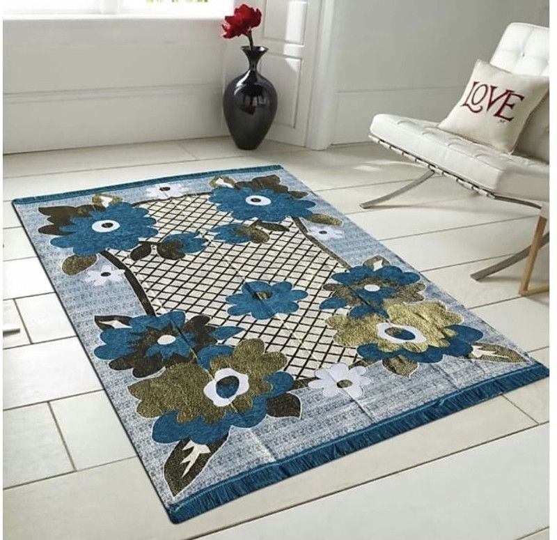 Blue Cotton Carpet  (155 cm X 210 cm)