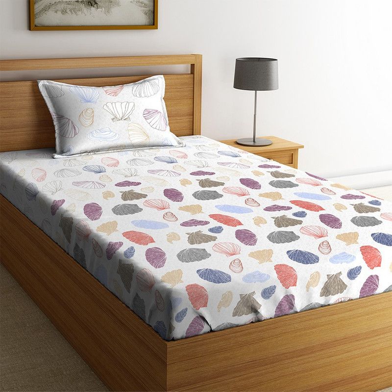 SPACES 144 TC Cotton Single Abstract Flat Bedsheet  (Pack of 1, Multicolor)