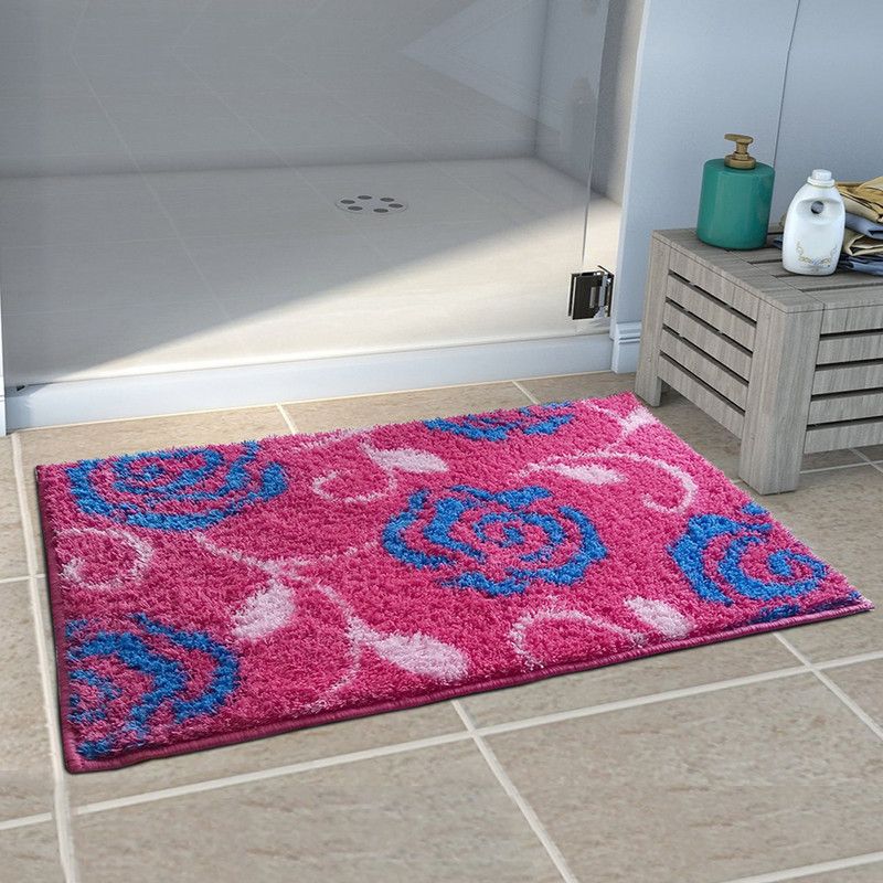 athom TRENDZ Polyester Bathroom Mat  (Pink, Large, Pack of 3)