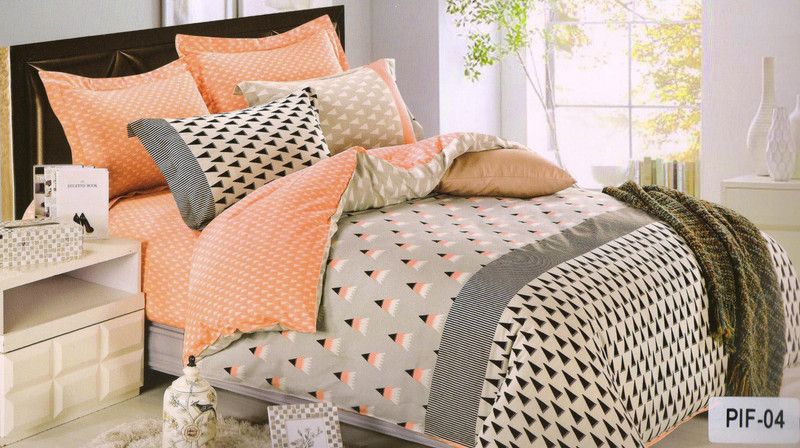 Valtellina Cotton King Geometric Flat Bedsheet  (Pack of 1, Grey)