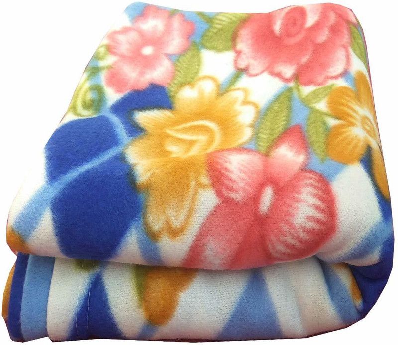 Comfytouch Printed Single Fleece Blanket for AC Room  (Polyester, Blue)