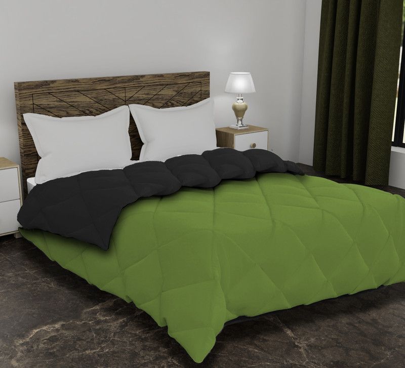 AJISH Solid Double Comforter for Heavy Winter  (Polyester, Black-Green)