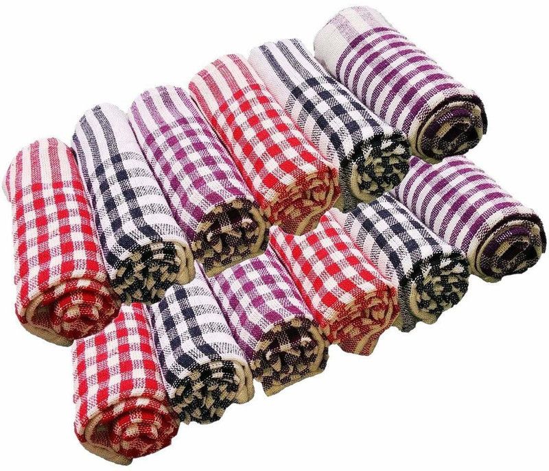 AkiN Super Highly Absorbent 100% Cotton Multipurpose Kitchen Napkin, Cleaning Cloth, Duster and Chapatis Napkins (Pack of 24) 17x17 INCH {Multi-Coloured Multicolor Cloth Napkins  (24 Sheets)