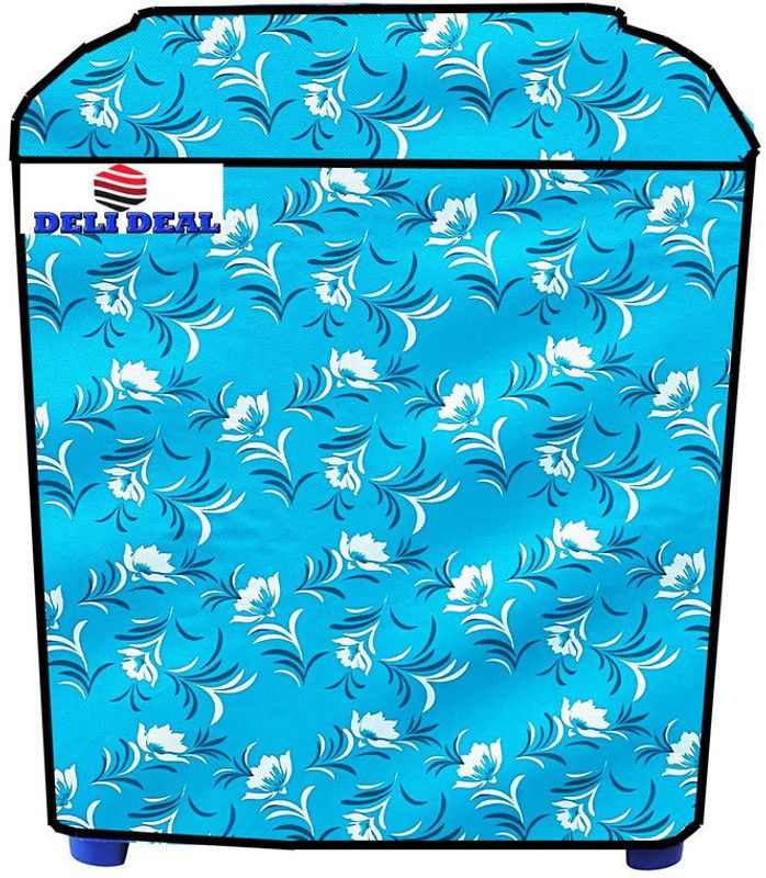 Delideal Semi-Automatic Washing Machine Cover  (Width: 81 cm, Sky Blue, White)