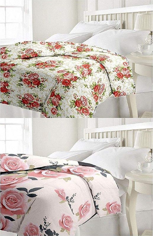 kush enterprises Floral Double AC Blanket for AC Room  (Microfiber, Pink and Red)