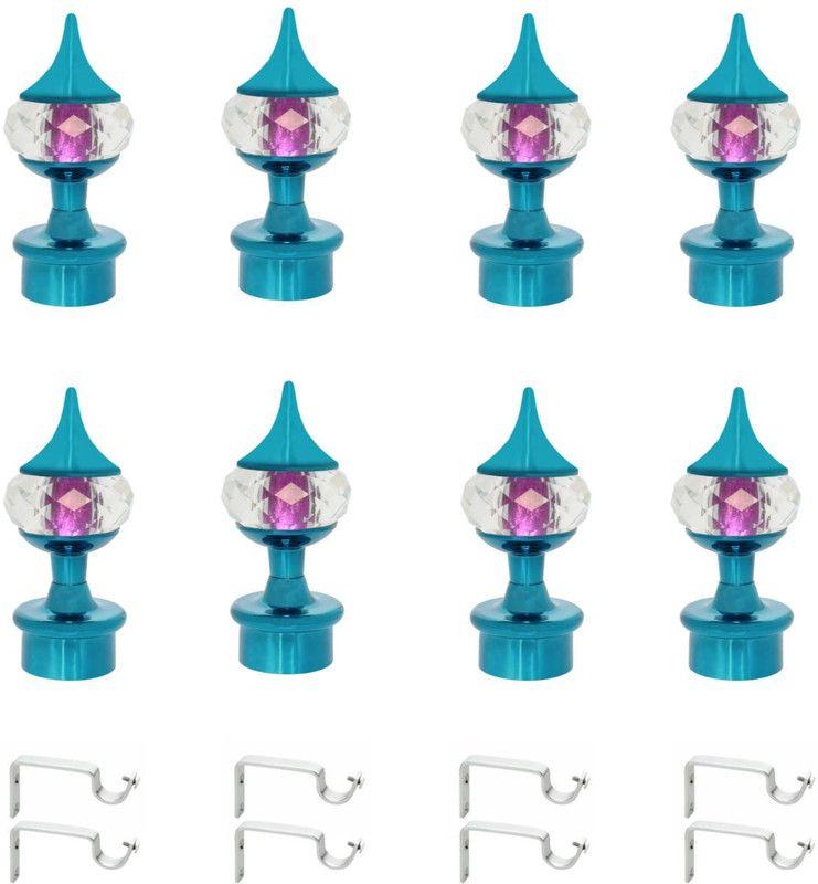 ZYREX Blue Rod Rail Bracket, Curtain Knobs Metal  (Pack of 8)