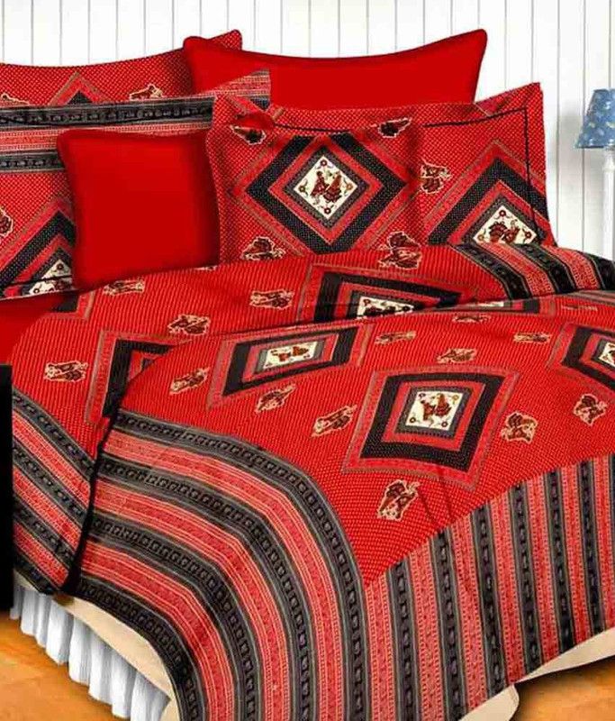 ChoiceUnique Cotton Double Printed Flat Bedsheet  (Pack of 1, Multicolor)