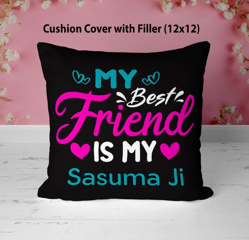 NH10 DESIGNS Sasuma Ji Printed Cushion Pillow For Sasuma Ji 12x12 inch MBFIM12CU1 105 Microfibre Solid Cushion Pack of 1  (Black)