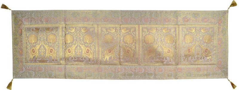 Lal Haveli Grey 152 cm Table Runner  (Silk)