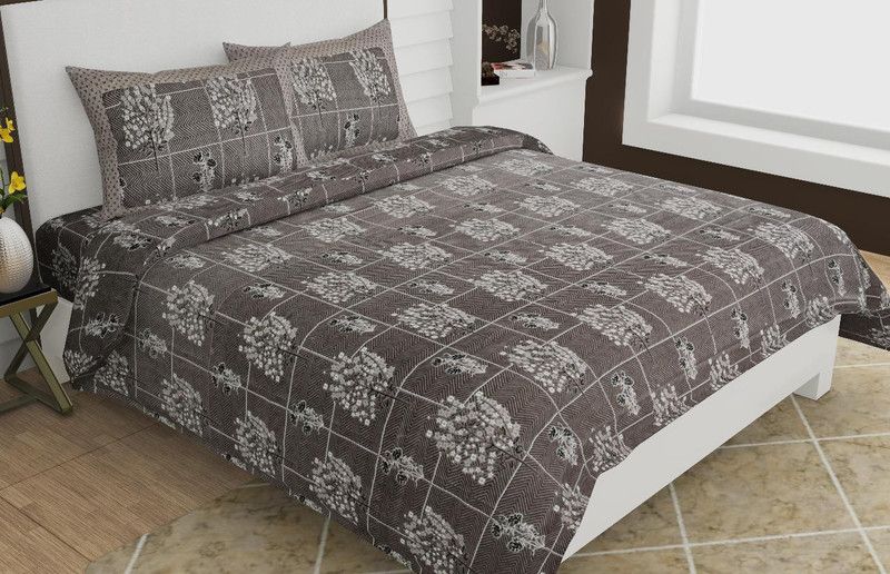RJ 180 TC Cotton Double Jaipuri Prints Flat Bedsheet  (Pack of 1, Multicolor)