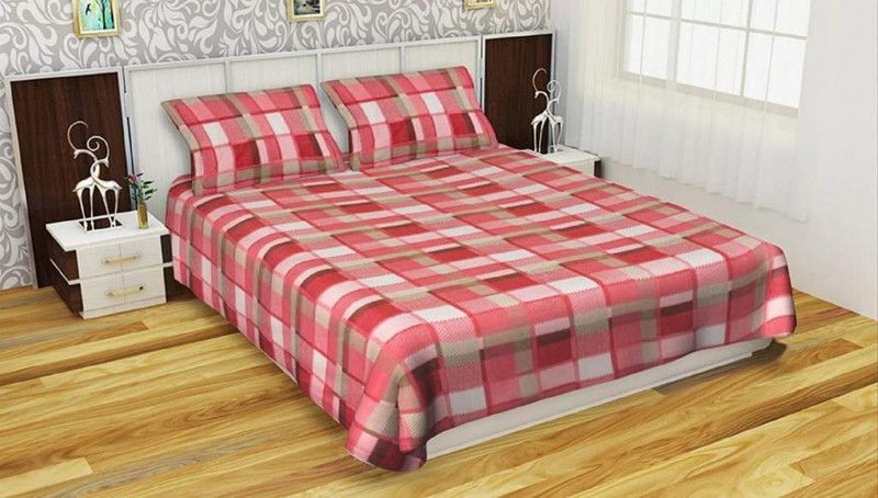 New panipat textile zone 145 TC Polyester Double Floral Fitted & Flat Bedsheet  (Pack of 1, Multicolor)