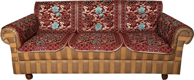 TANLOOMS Velvet Embroidered Sofa Cover  (Multicolor Pack of 4)