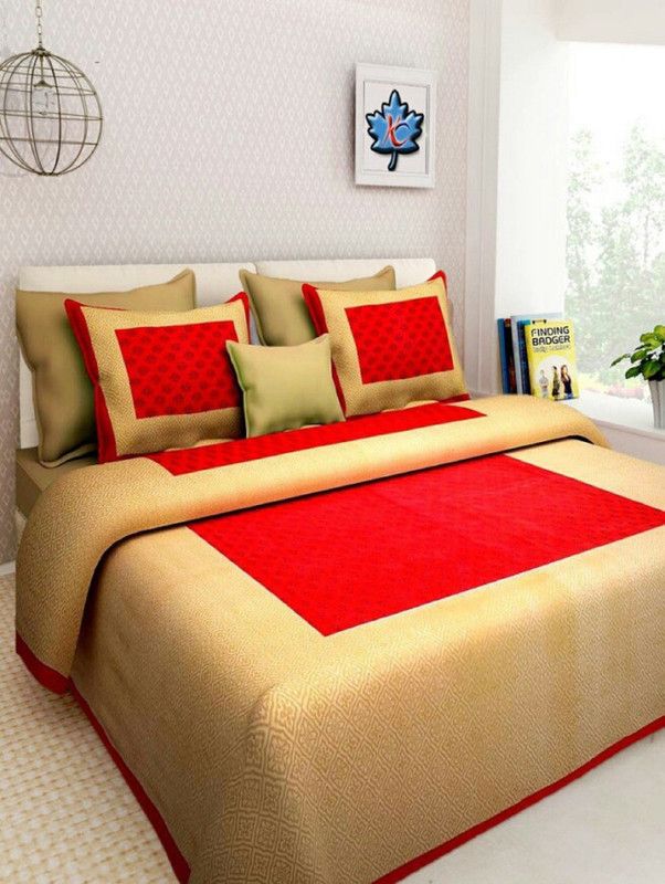 Duronet 180 TC Cotton King Printed Flat Bedsheet  (Pack of 1, Gold)