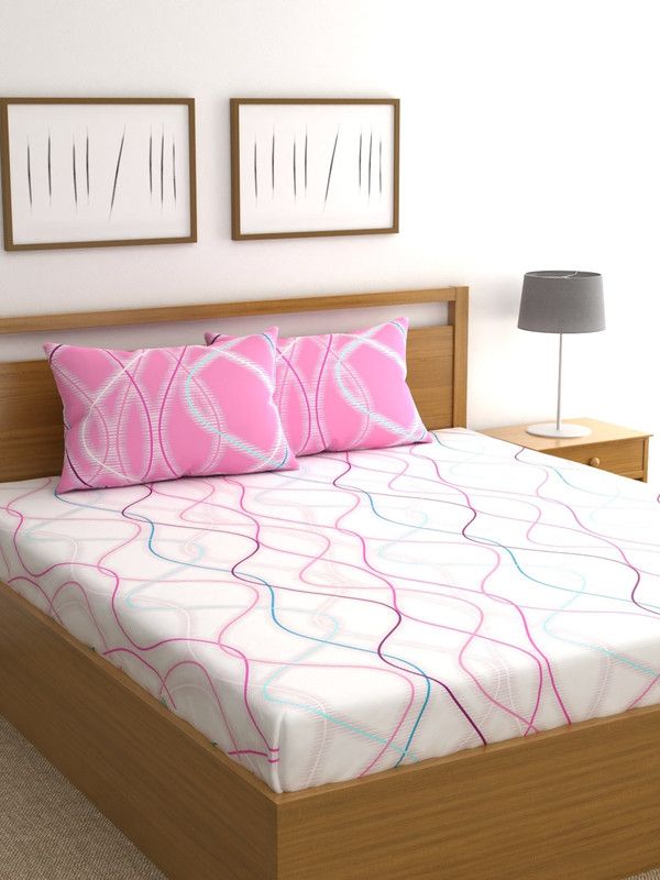 Raymond Home 144 TC Cotton Double Printed Flat Bedsheet  (Pack of 1, White)