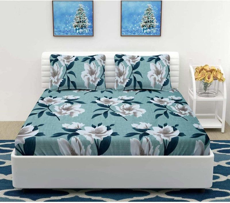 ELUSIVE 240 TC Polycotton Double Floral Flat Bedsheet  (Pack of 1, Multicolor)