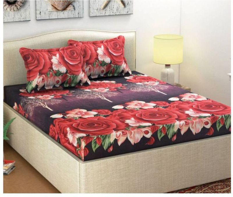 Roomesssentials 145 TC Polycotton Double Floral Flat Bedsheet  (Pack of 1, Multicolor)