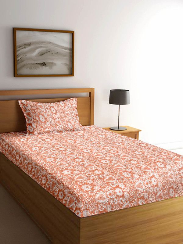 Victoria 448 TC Cotton Double Printed Flat Bedsheet  (Pack of 1, Multicolor)