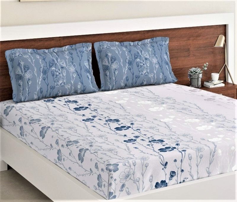 D'Decor 136 TC Cotton Double Floral Flat Bedsheet  (Pack of 1, Multicolor)