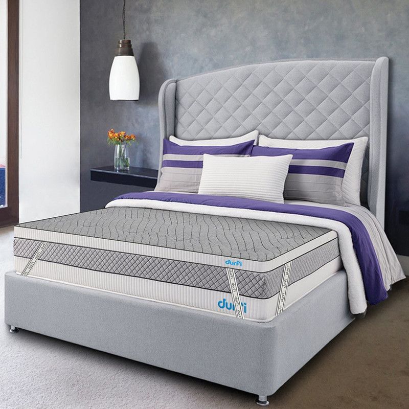 Durfi Mattress Topper Queen Size Mattress Cover  (Grey, White)