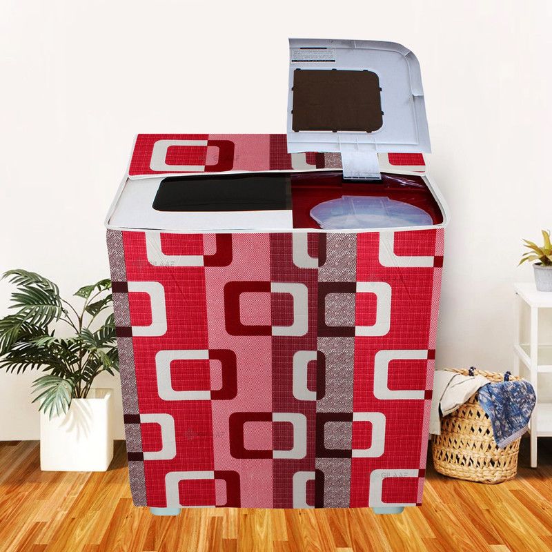 GILAAF Semi-Automatic Washing Machine Cover  (Width: 56 cm, Height: 94 cm) With Zip Closure & Special Provision For Pipes (Color-Box Red)