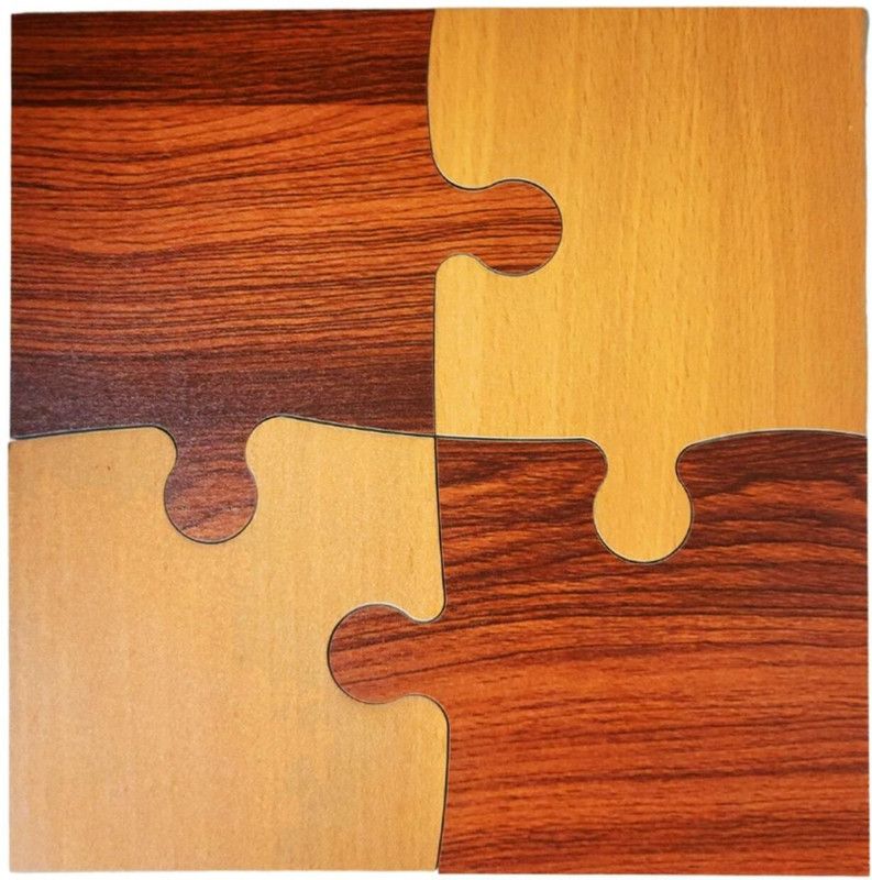 CLAWCRAFTS Square Wood Coaster Set  (Pack of 4)