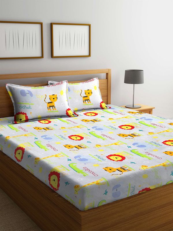 Fabinaliv 210 TC Polycotton King Cartoon Flat Bedsheet  (Pack of 1, Multicolor)