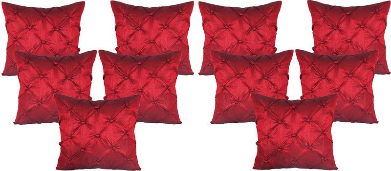 India Furnish Self Design Cushions Cover  (Pack of 10, 40 cm*40 cm, Maroon)