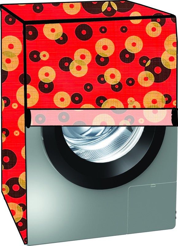 KVAR Front Loading Washing Machine Cover  (Width: 69 cm, Yellow, Red)